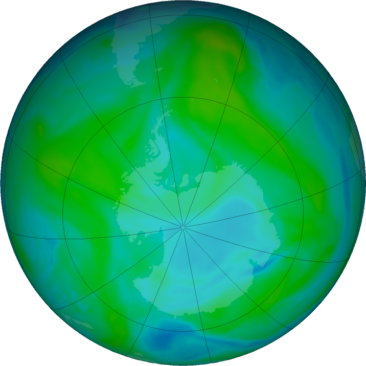 Antarctic ozone map for 30 December 2023